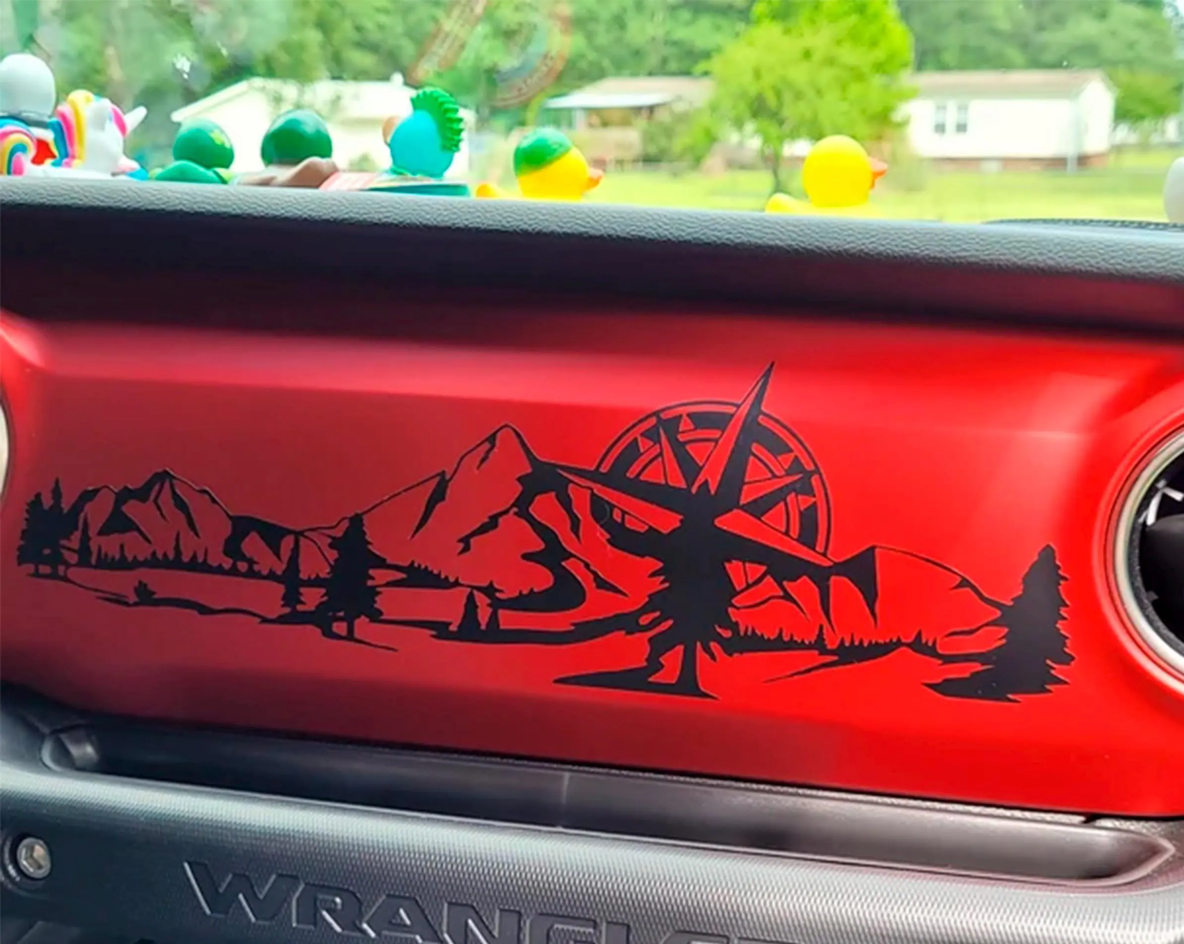 Domed automotive dashboard decal graphic