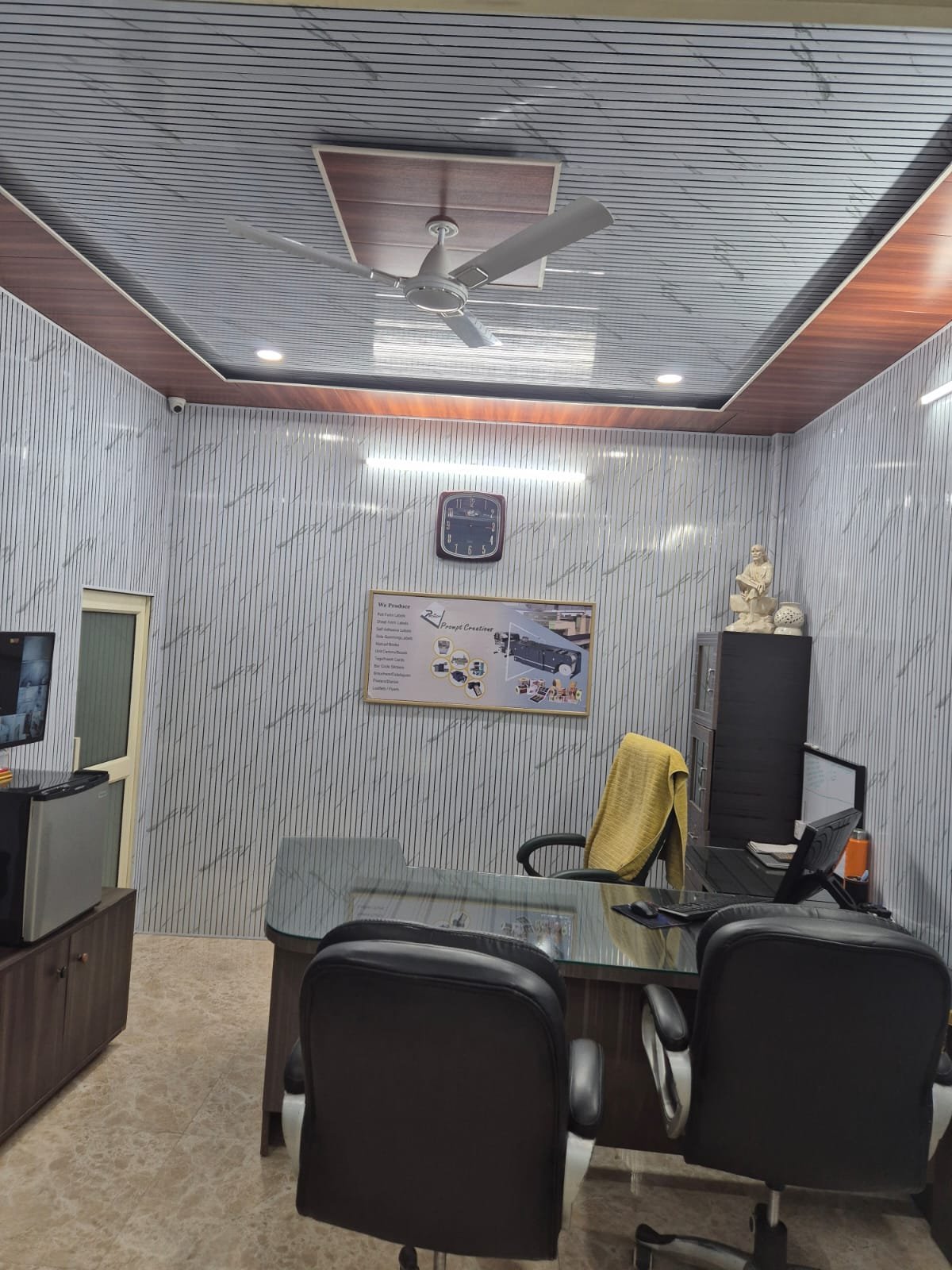 Prompt Creations office with product portfolio display